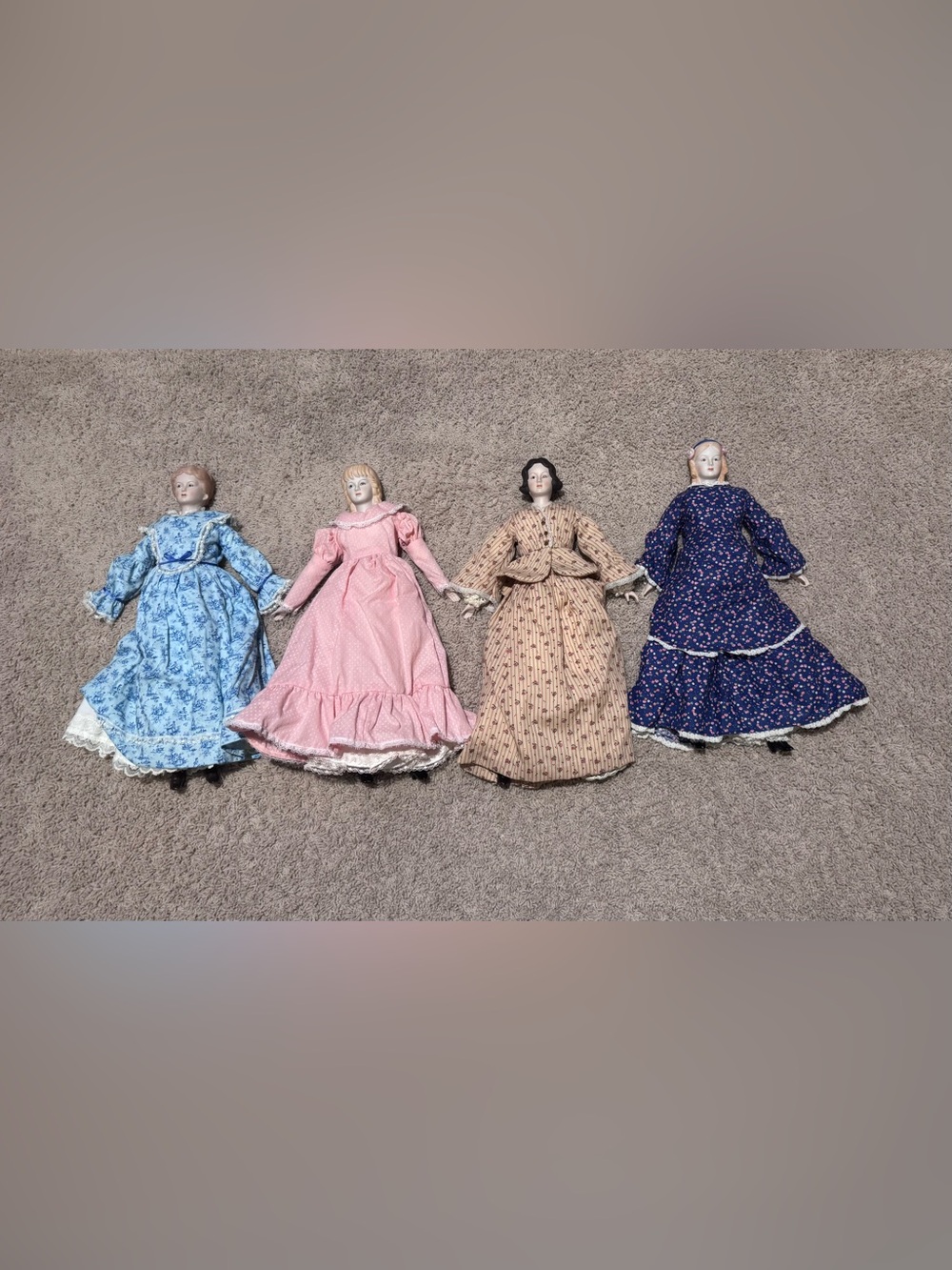 Vintage Shackman Little Women Doll Set w/Unique Finely Finished Homemade Dresses